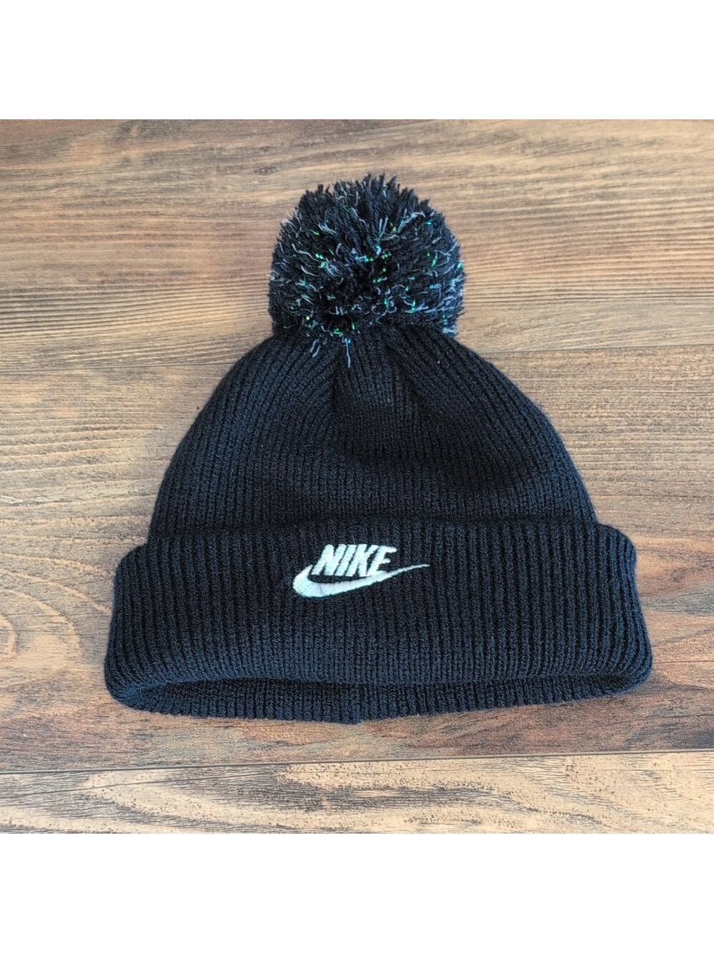 Nike Kids' Black Knit Hat with Pom                     M503